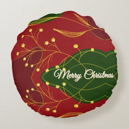 クリスマスエレガント金ゴールドの果実の丸い枕 ラウンドクッション (裏面)