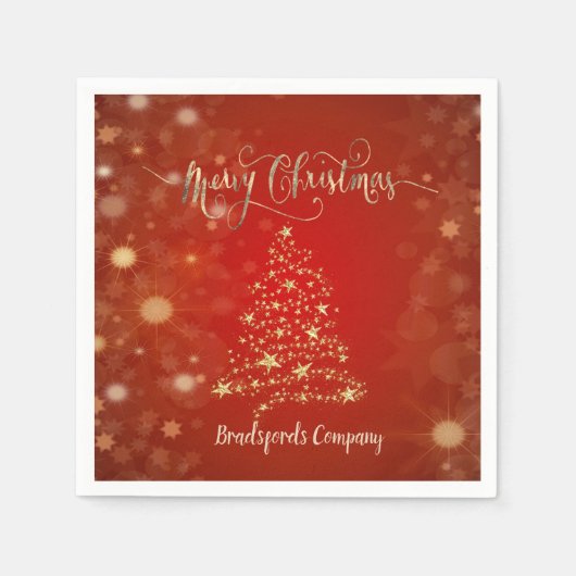 クリスマスエレガント金ゴールドツリー スタンダードカクテルナプキン (正面)