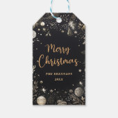 クリスマスエレガント金ゴールドフェスティバルメリー ギフトタグ (正面)