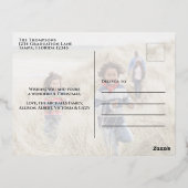 クリスマスエレガント金ゴールドフレーム2フォトホリデー 箔シーズンポストカード (裏面)