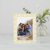 クリスマスエレガント金ゴールドフレーム2フォトホリデー 箔シーズンポストカード (立ち正面)