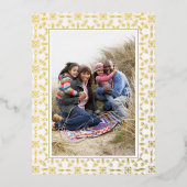 クリスマスエレガント金ゴールドフレーム2フォトホリデー 箔シーズンポストカード (正面)