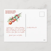 クリスマスエレガント飾り付き松枝 シーズンポストカード (裏面)