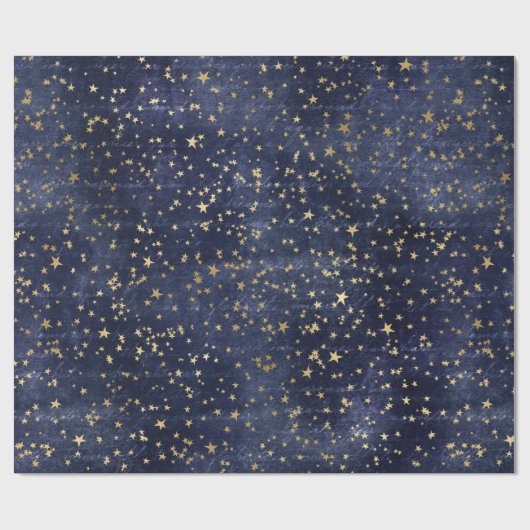 クリスマスエレガント高級金ゴールドスターのパターンのラップ ラッピングペーパー (フラット)