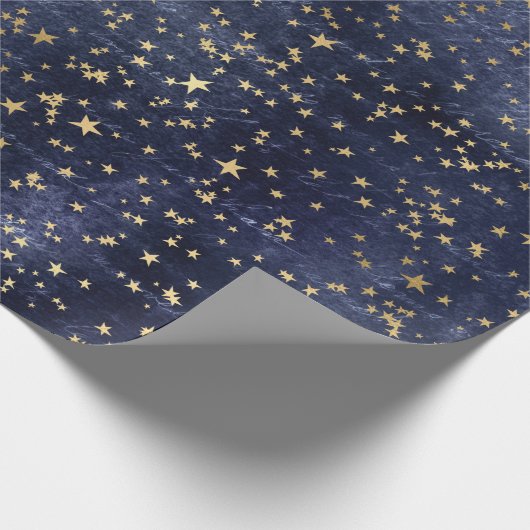 クリスマスエレガント高級金ゴールドスターのパターンのラップ ラッピングペーパー (角)