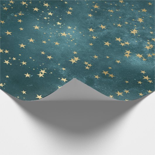 クリスマスエレガント高級金ゴールドスターのパターンのラップ ラッピングペーパー (角)