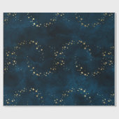 クリスマスエレガント高級金ゴールド星パターンブルーw ラッピングペーパー (フラット)