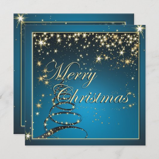 クリスマスエレガント魔法ツリーの挨拶 シーズンカード (正面/裏面)