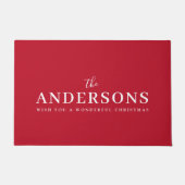 クリスマスエレガント |明モダンるいスタイリッシュ赤の名前 ドアマット (正面)