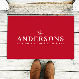 クリスマスエレガント |明モダンるいスタイリッシュ赤の名前 ドアマット
