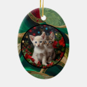 クリスマスエレガントJOY赤、金ゴールド、緑 セラミックオーナメント (裏面)