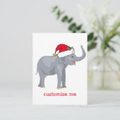 クリスマスエレファントサンタかわいい シーズンポストカード (スタンド正面)