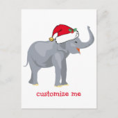 クリスマスエレファントサンタかわいい シーズンポストカード (正面)