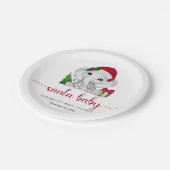 クリスマスエレファントサンタベビーガールシャワー ペーパープレート (アングル)