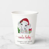クリスマスエレファントサンタベビーガールシャワー 紙コップ (裏面)