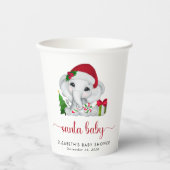 クリスマスエレファントサンタベビーガールシャワー 紙コップ (正面)