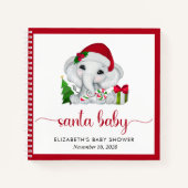 クリスマスエレファントサンタベビーシャワーゲストブック ノートブック (正面)