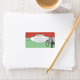 クリスマスエレファントジグザグパターン差出人住所 ラベル