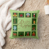 クリスマスエレメンツライムグリーン装飾用クッション クッション (ブランケット)