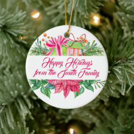 クリスマスエレメンツHappy Holidays写真 セラミックオーナメント