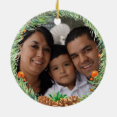 クリスマスエレメンツHappy Holidays写真 セラミックオーナメント (裏面)