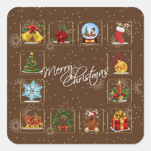 クリスマスエレメントのシール スクエアシール (正面)