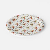 クリスマスエレメントを持つ金ゴールドリースのサンタ ペーパープレート (アングル)