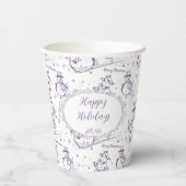 クリスマスエレメントウィンター雪だるまスケッチ 紙コップ (裏面)