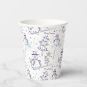 クリスマスエレメントウィンター雪だるまスケッチ 紙コップ (正面)