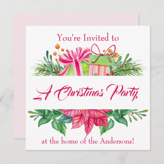 クリスマスエレメントクリスマスパーティー 招待状 (正面/裏面)