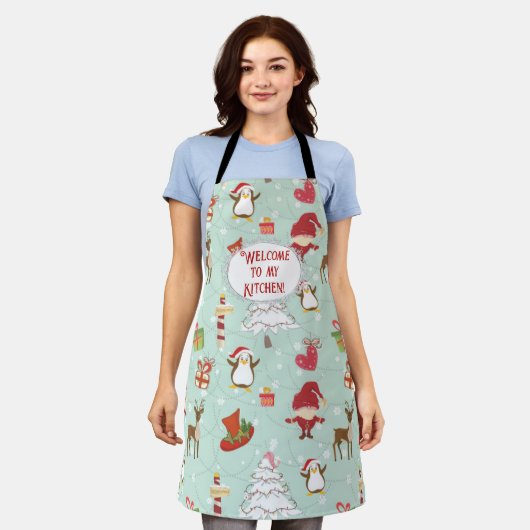 クリスマスエレメントトナカイ小人 エプロン (着用した状態)