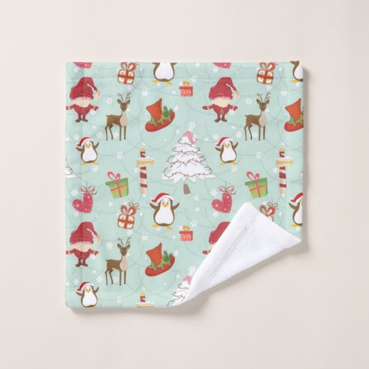 クリスマスエレメントトナカイ小人 バスタオルセット (ウォッシュタオル)