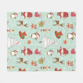 クリスマスエレメントトナカイ小人 フリースブランケット (正面(横))