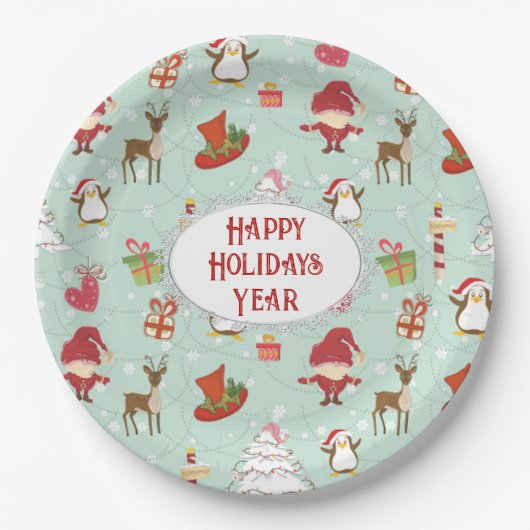 クリスマスエレメントトナカイ小人 ペーパープレート (正面)