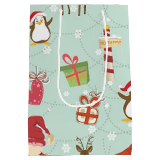 クリスマスエレメントトナカイ小人 ミディアムペーパーバッグ (裏面)