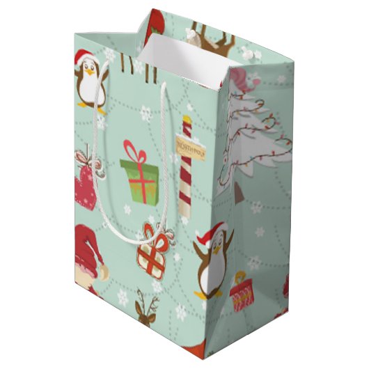 クリスマスエレメントトナカイ小人 ミディアムペーパーバッグ (裏面アングル)