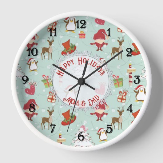 クリスマスエレメントトナカイ小人 壁時計 (正面)