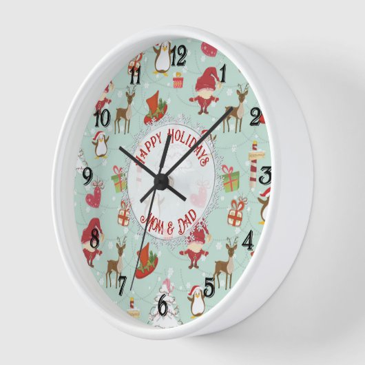 クリスマスエレメントトナカイ小人 壁時計 (傾斜)