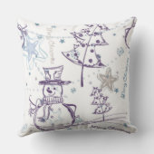 クリスマスエレメント雪だるまスケッチ クッション (裏面)