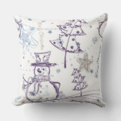 クリスマスエレメント雪だるまスケッチ クッション (正面)