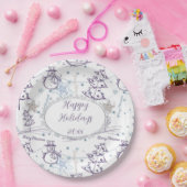 クリスマスエレメント雪だるまスケッチ ペーパープレート (パーティー)