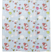 クリスマスエレメント雪だるまパターンシャワーカーテン シャワーカーテン (正面)