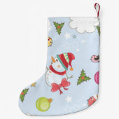 クリスマスエレメント雪だるまパターン スモールクリスマスストッキング (裏面)