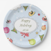 クリスマスエレメント雪だるま紙プレート ペーパープレート (正面)