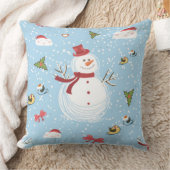 クリスマスエレメント雪だるま クッション (ブランケット)