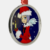クリスマスエンジェルかわいいキャンドルライトラウンドオーナメント メタルオーナメント (右)
