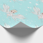 クリスマスエンジェルが青かわいい ラッピングペーパー (角)