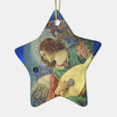 クリスマスエンジェルが音楽ブルージェムストーンスターを作る セラミックオーナメント (左)