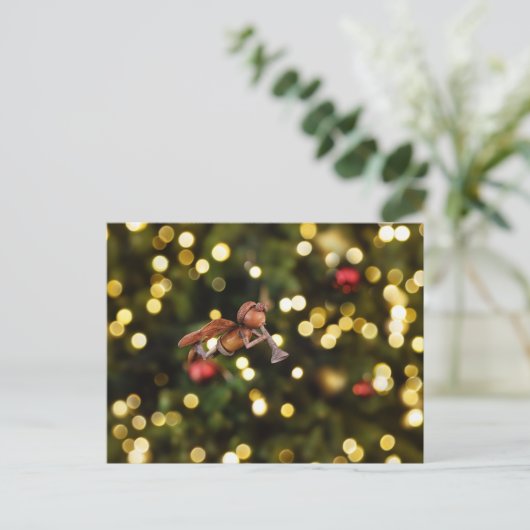 クリスマスエンジェルとしてのアコーン小妖精や小人 – クリスマス ポストカード (スタンド正面)