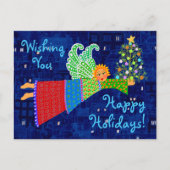 クリスマスエンジェルとツリーと休日はがき シーズンポストカード (正面)